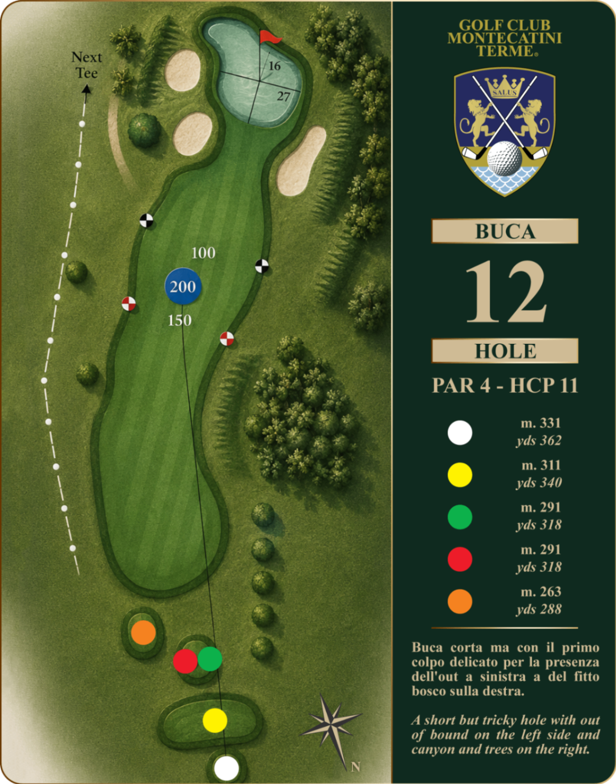 Golf Club Montecatini Terme Hole 12 map