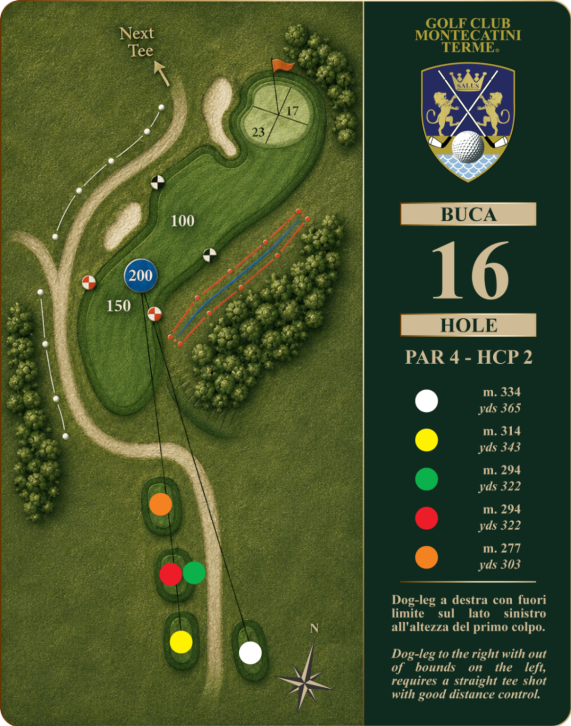 Golf Club Montecatini Terme Hole 16 map