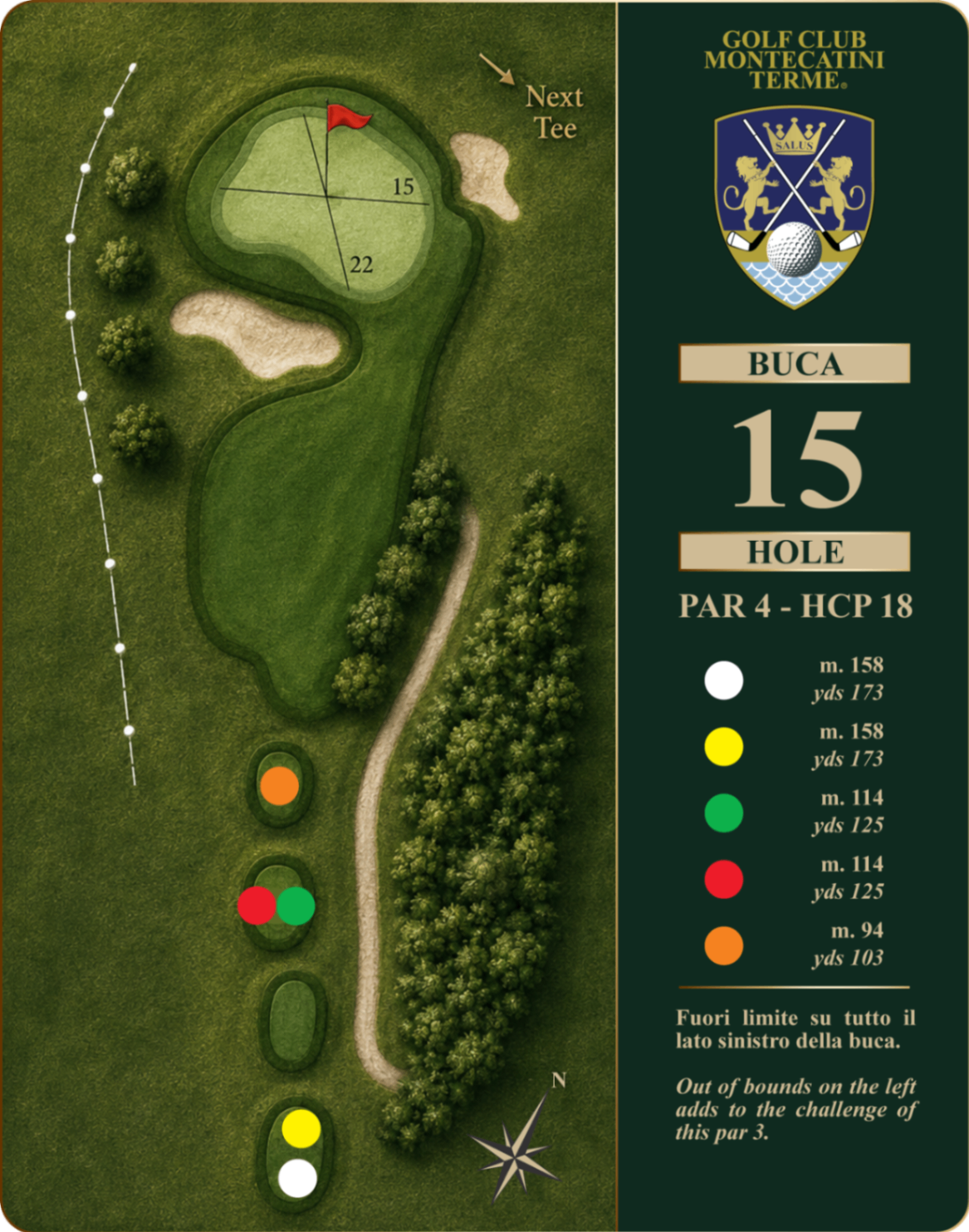 Golf Club Montecatini Terme Hole 15 map