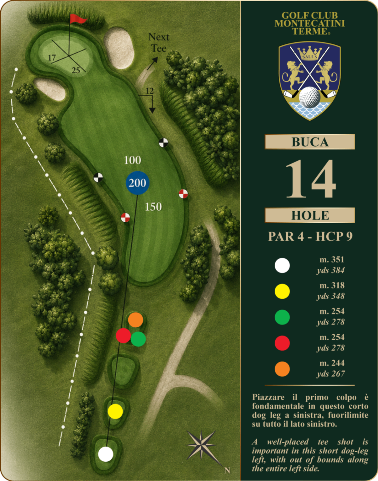 Golf Club Montecatini Terme Hole 14 map