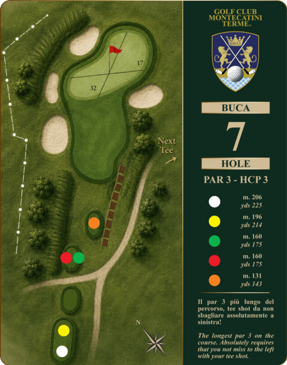 Golf Club Montecatini Terme Hole 7 map