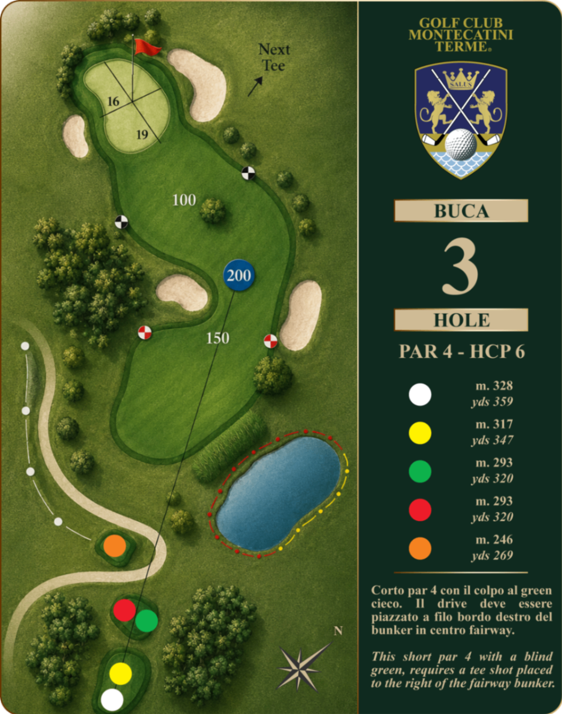 Golf Club Montecatini Terme Hole 3 map