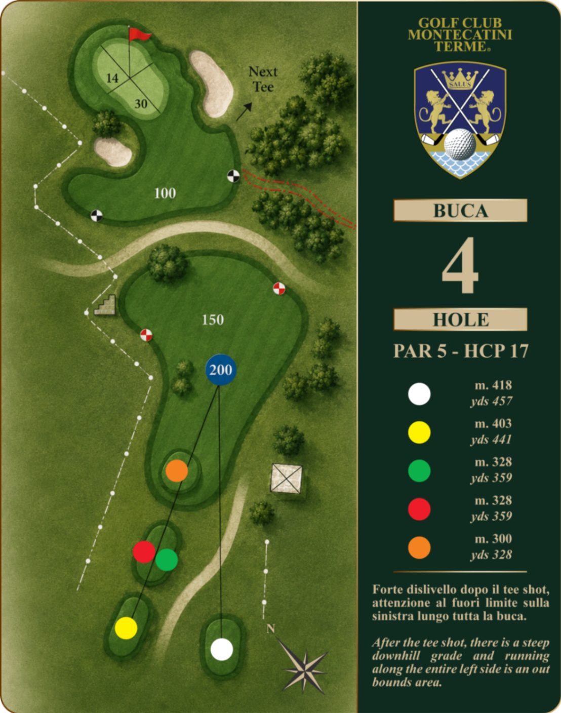 Golf Club Montecatini Terme Hole 4 map