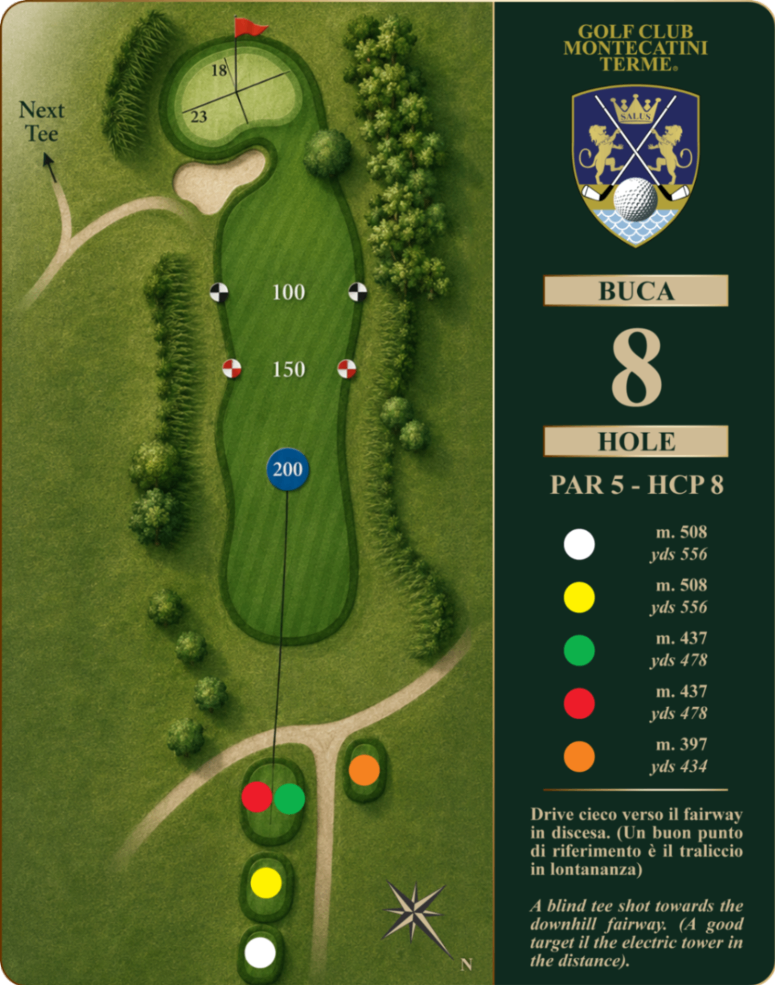 Golf Club Montecatini Terme Hole 8 map