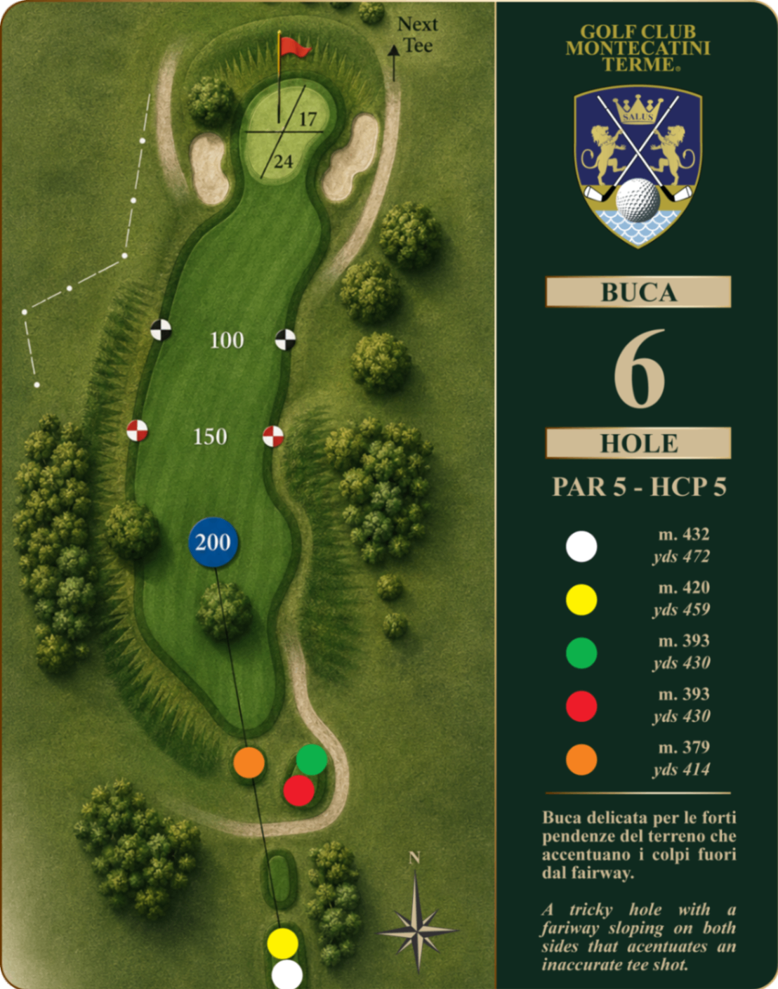 Golf Club Montecatini Terme Hole 6 map
