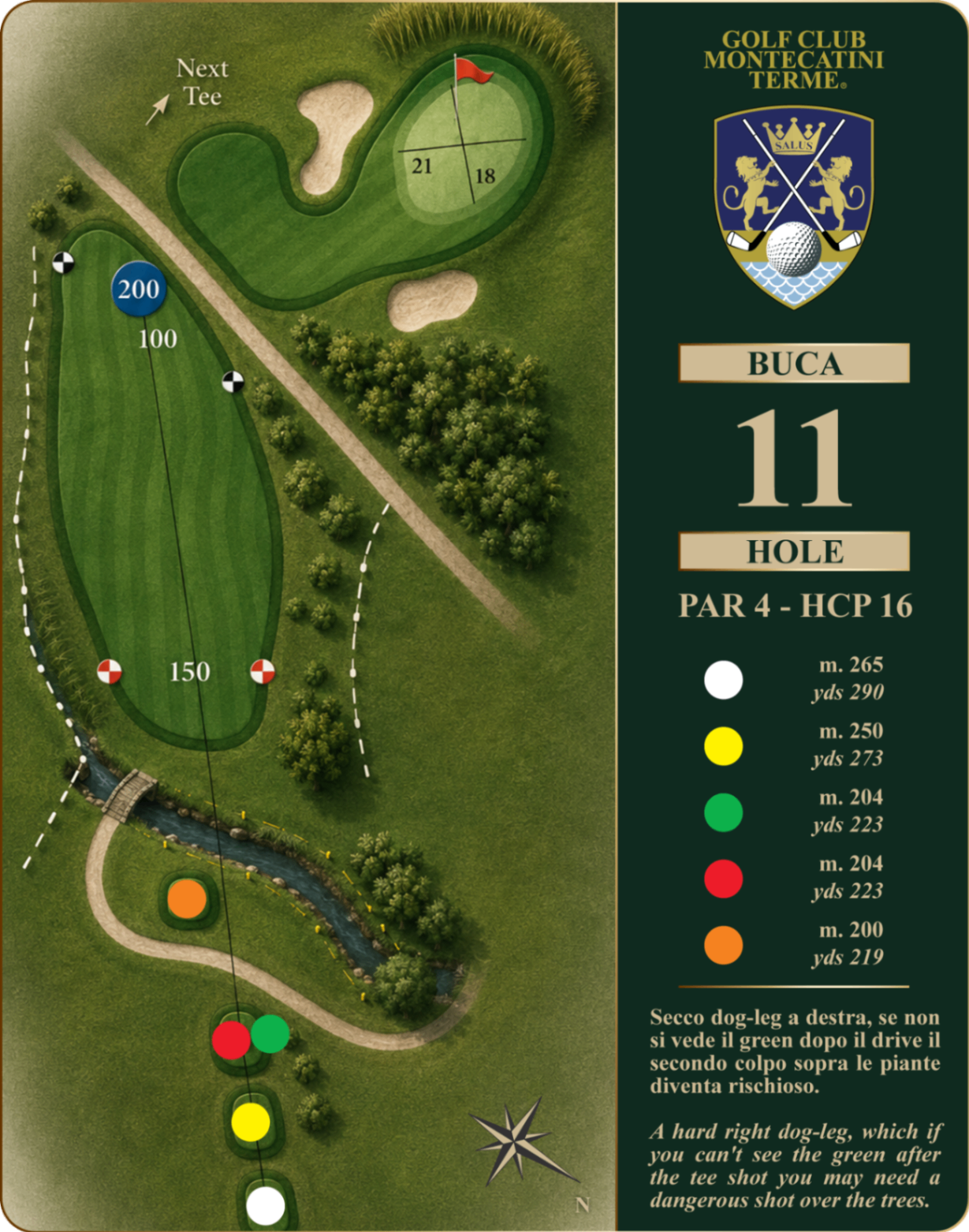 Golf Club Montecatini Terme Hole 11 map