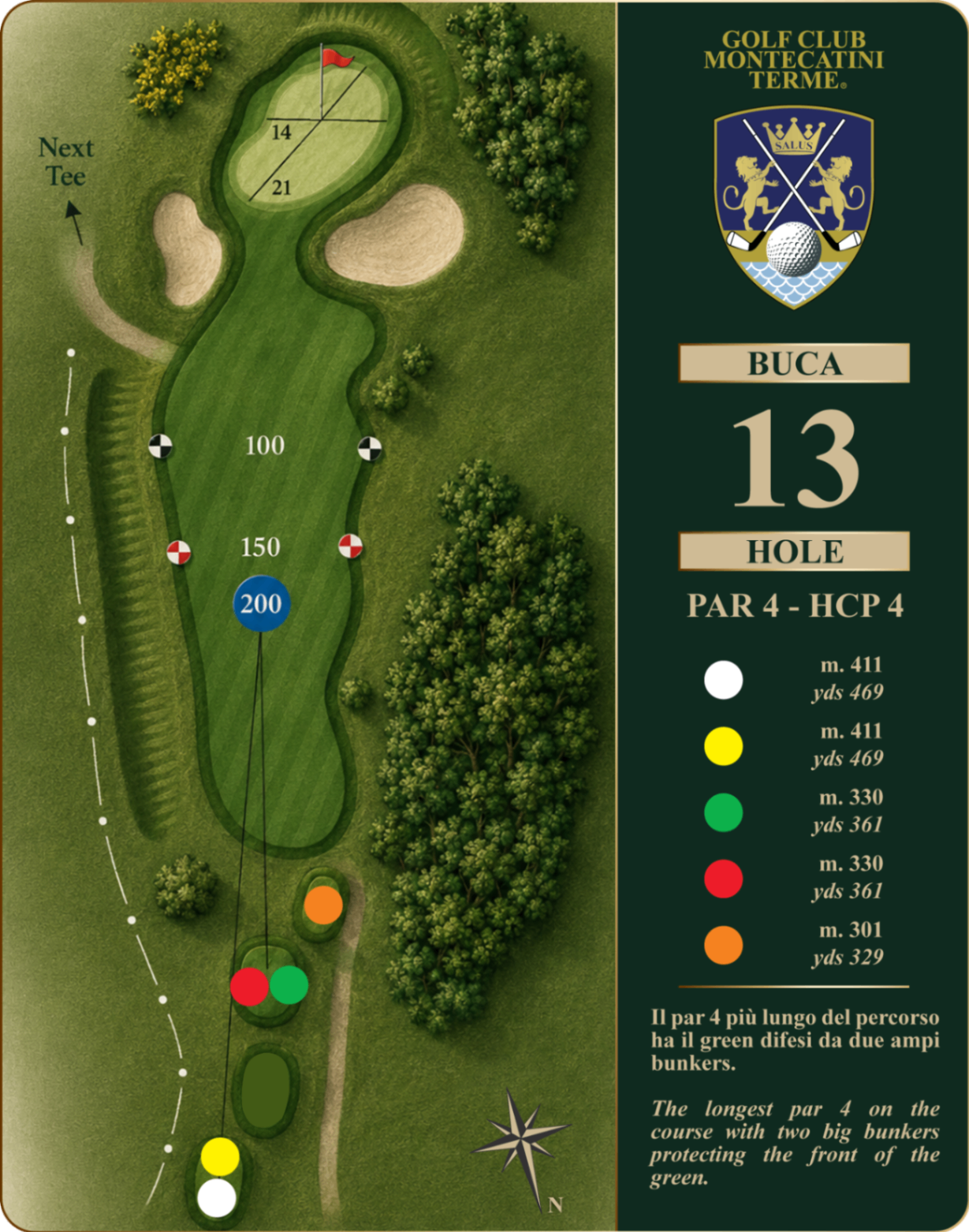 Golf Club Montecatini Terme Hole 13 map